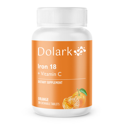 DOLARK Iron 18 mg + Vitamin C Chewable Tablets, Orange