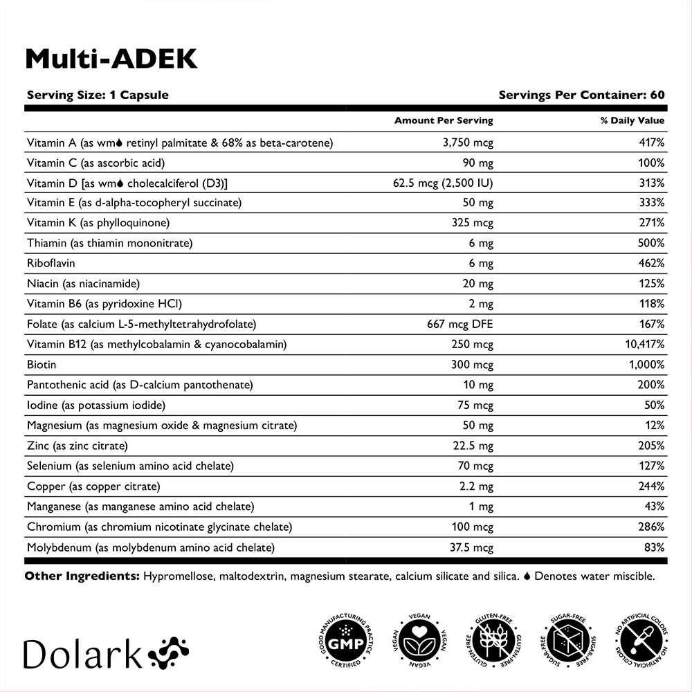 Dola Rk DOLARK Multi-ADEK Vitamin Capsules, Iron Free – Dolark
