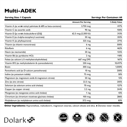 DOLARK Multi-ADEK Vitamin Capsules, Iron Free